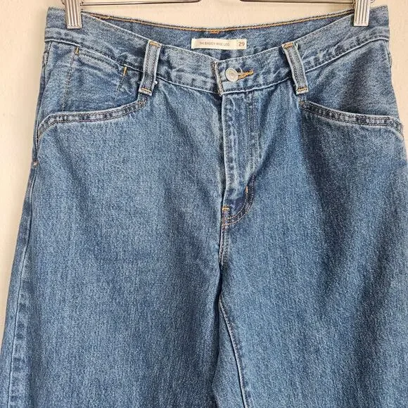Levi's Blue '94 Baggy Wide Leg Jeans Raw‎ Distressed Hem Size 29 - Picture 6 of 13
